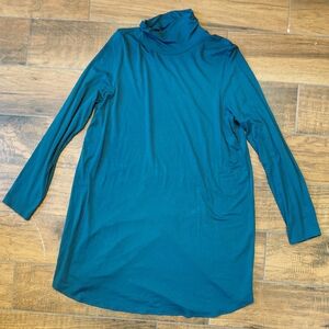 EILEEN FISHER Funnel Neck Long Sleeve Long Top BlueWomen's Size Large